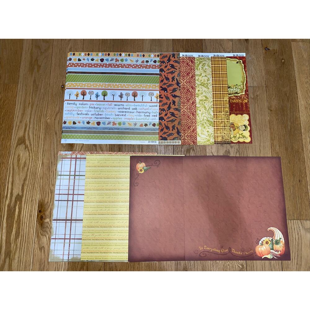 12X12 THANKSGIVING THEMED Scrapbook Paper Sheets Bundle! **READ**